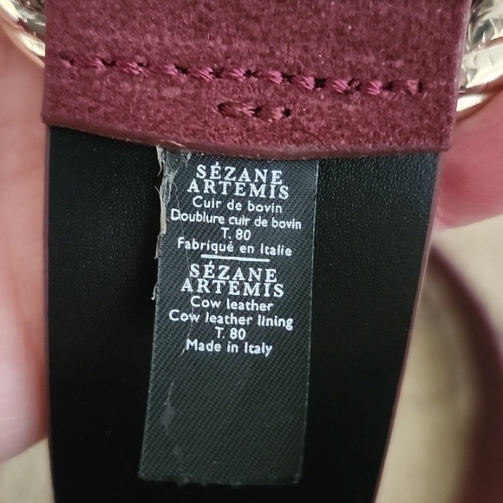 Sezane Artemis Waist Belt, Cassis Colorway, Cow Leather, Gold tone Buckle. - Picture 3 of 6